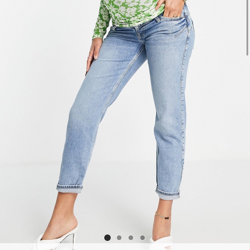 River Island Maternity Bump Friendly Stretch Mom Jeans Denim